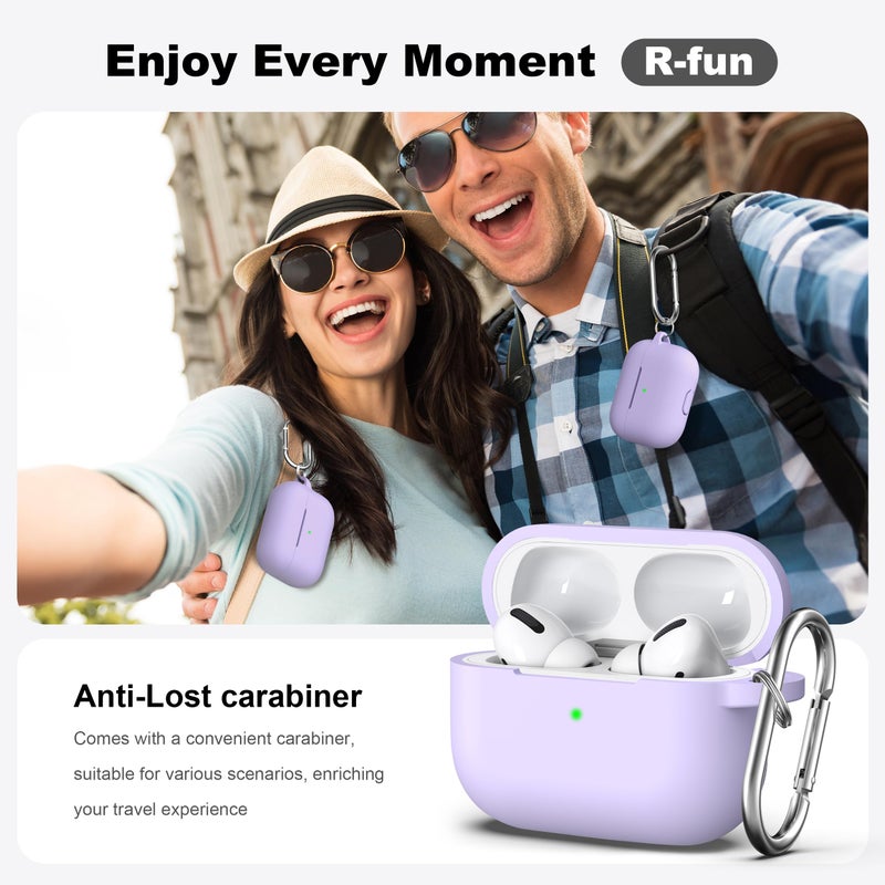 R-fun for AirPods Pro 2nd/1st Generation Case with Cleaner Kit,Soft Silicone Protective Case Cover for Apple AirPod Pro 2/1 for Women Men,AirPods Pro Case Accessories with Keychain,Banana Violet - Image 2